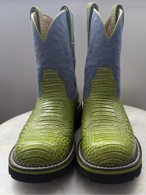 Ariat Brown Leather Boot with Green Accent